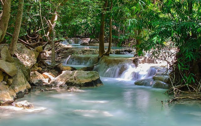 Wang Kan Lueang Waterfall beautiful clear and emerald green