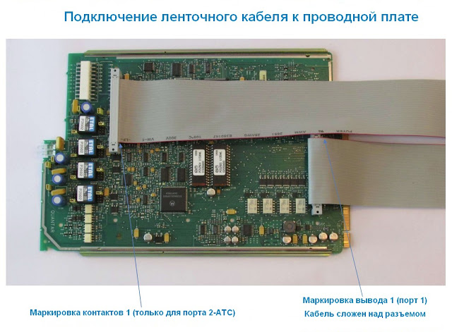 Подключение ленточного кабеля к проводной плате