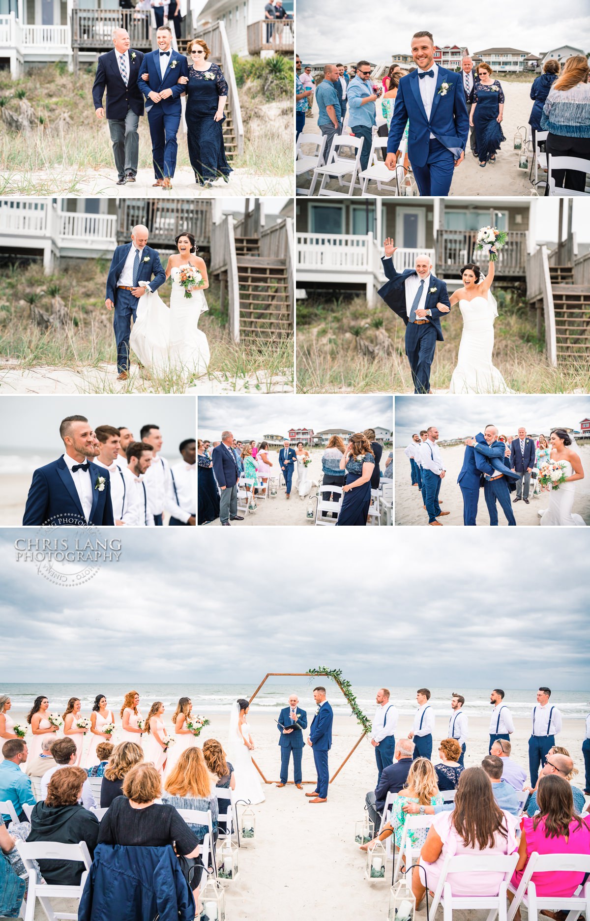 Beach wedding photo - wedding ceremony - brides entrance - Ocean Isle Beach Wedding - Southern Comfort Beach House - Ocean Isle Wedding Photographers -  Wedding Ideas -  Beach Wedding Venue - Chris Lang Photography -  Bride  - Groom -