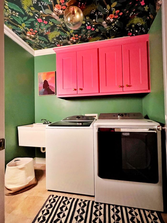 Our Windowless Laundry Room Gets A Nice Dose of Color and Pattern-Before and After Edition
