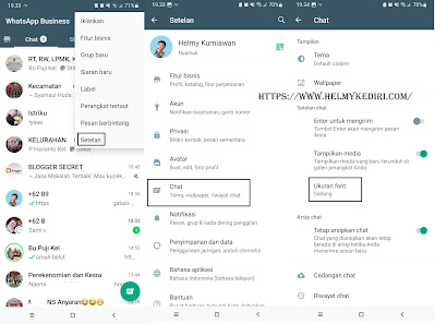 Cara merubah ukuran font whatsapp melalui aplikasi