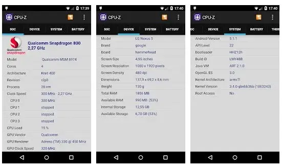 CPU-Z, aplikasi cek spek hp terbaik Android