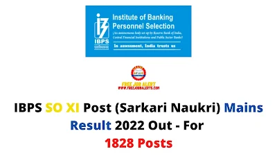 Sarkari Result: IBPS SO XI Post (Sarkari Naukri) Mains Result 2022 Out - For 1828 Posts