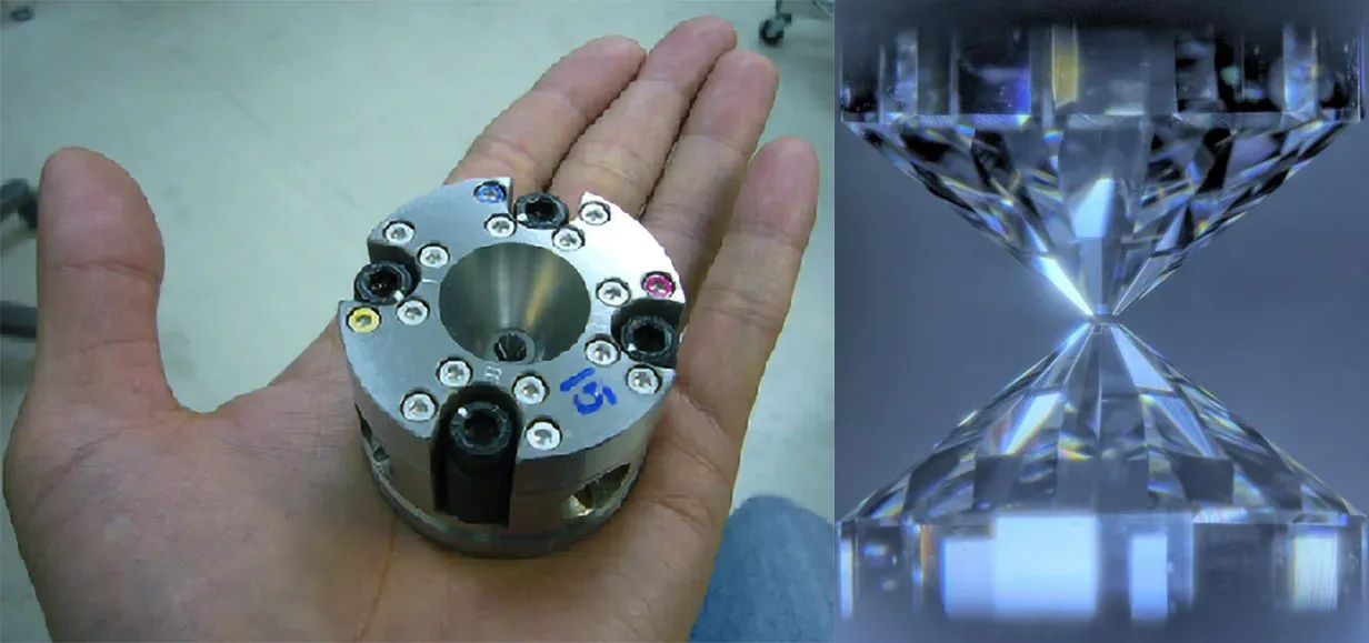 Bajo presión. El yunque de diamante utilizado en los experimentos © 2022 Yokoo et al.