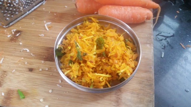 Carrot palya recipe | Easy grated carrot stir fry recipe - EverythingTraditional