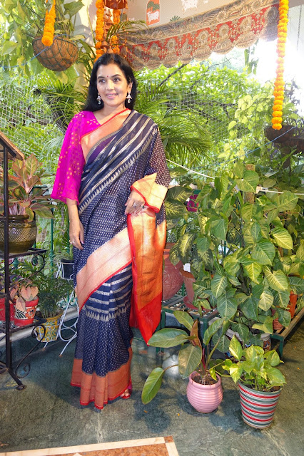 Banarasi silk cotton saree - Wine color