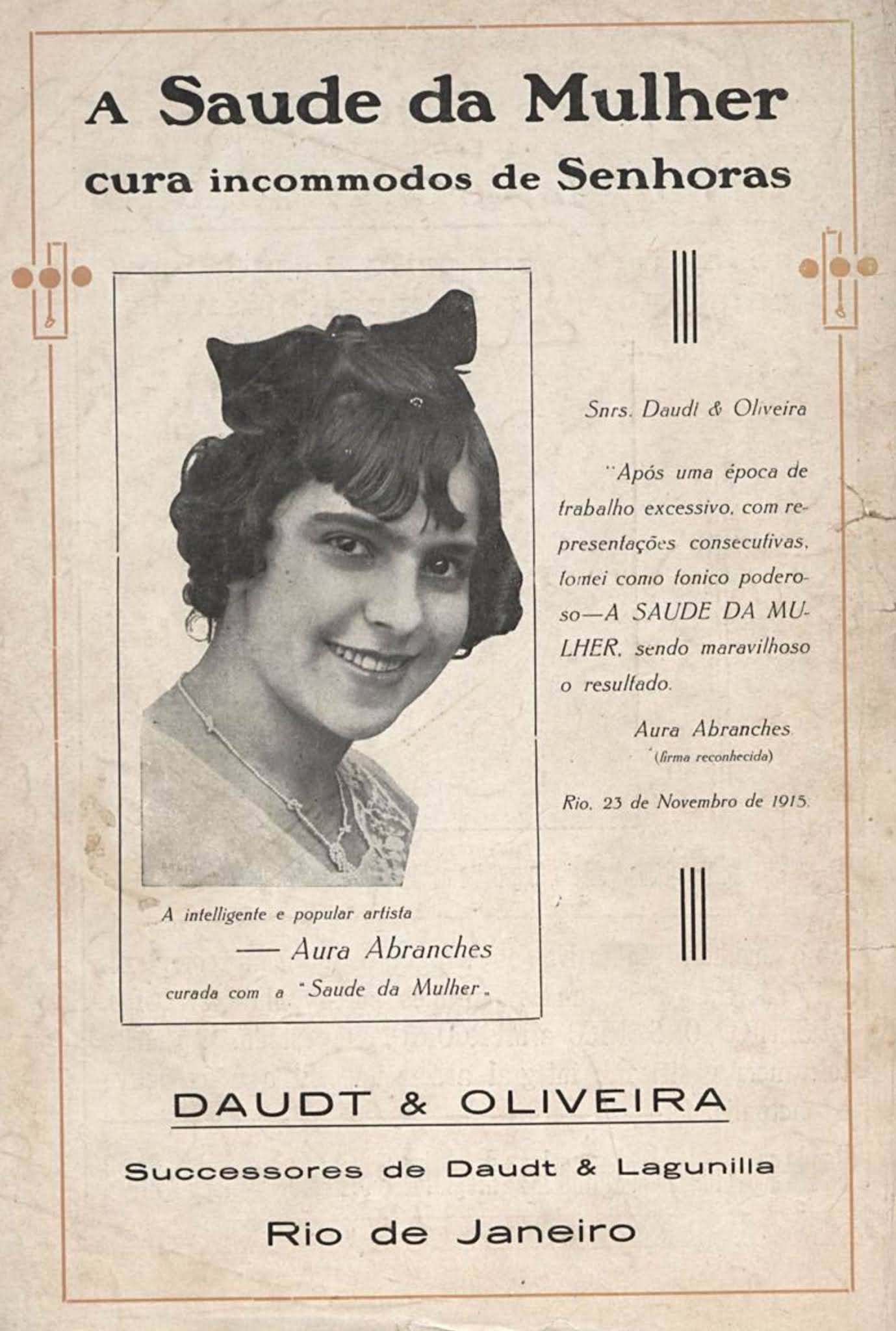 Propaganda antiga do medicamento Saúde da Mulher em 1918