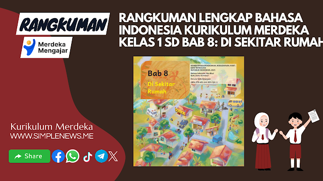 Rangkuman Lengkap Bahasa Indonesia Kurikulum Merdeka Kelas 1 SD Bab 8: Di Sekitar Rumah www.simplenews.me