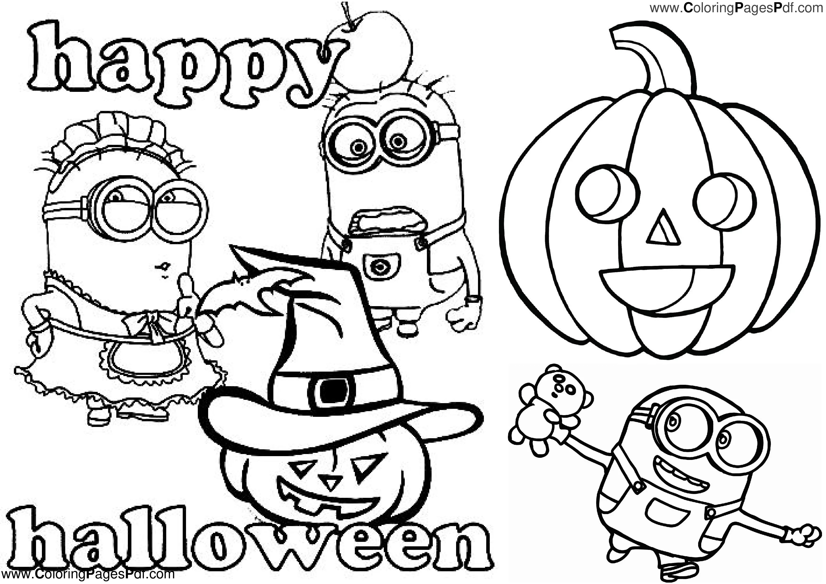 Minion coloring pages halloween