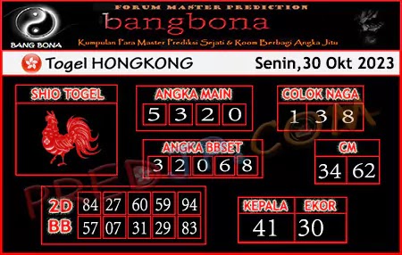 Prediksi HK Bang Bona Senin 30 okt 2023