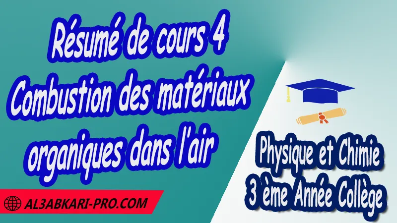 Résumé de cours 4 Combustion des matériaux organiques dans l’air - 3 ème Année Collège 3APIC pdf Combustion des matériaux organiques dans l’air , Physique et Chimie de 3 ème Année Collège BIOF 3AC , 3APIC option française , Cours de combustion des matériaux organiques dans l’air , Résumé de cours combustion des matériaux organiques dans l’air , Exercices corrigés de combustion des matériaux organiques dans l’air , Devoirs corrigés , Examens régionaux corrigés , Fiches pédagogiques de combustion des matériaux organiques dans l’air , Contrôle corrigé , Travaux dirigés td الثالثة اعدادي خيار فرنسي , مادة الفيزياء والكيمياء خيار فرنسية , الثالثة اعدادي , مسار دولي