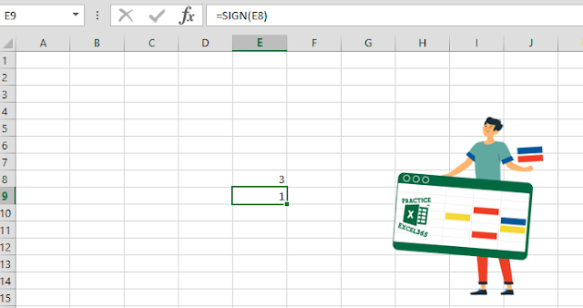 شرح صيغة الدالة SIGN في برنامج مايكروسوفت Excel
