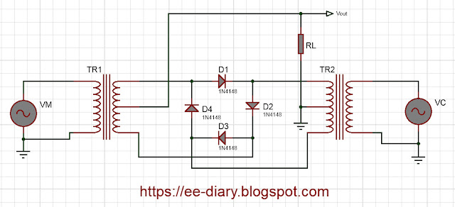 circuit diagram of a double balanced diode ring mixer