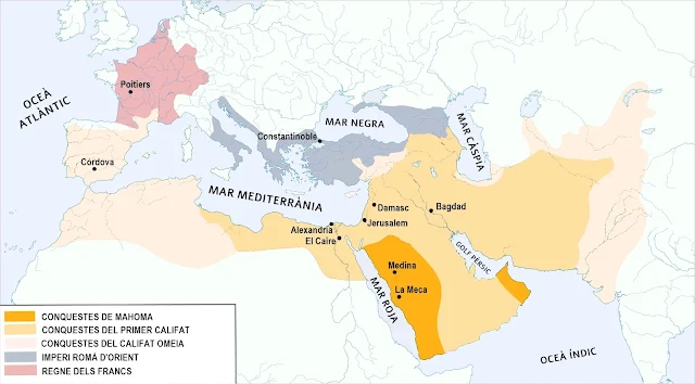Mapa de l'expansió de l'islam.