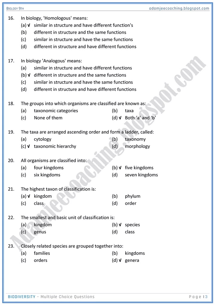 biodiversity-mcqs-biology-9th