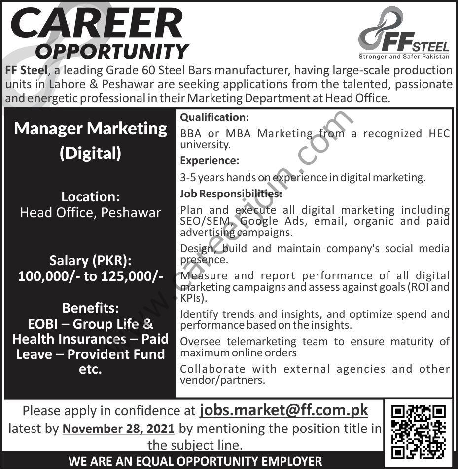 FF Steel Jobs Manager Marketing Digital