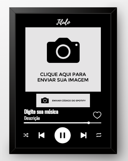 Quadro Player Musical Spotify Interativo Preto- A5 (15 x 20 cm)