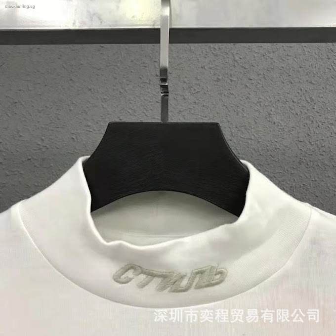 [ 3e6stpuqwb ] Hip Hop Long T-shirt✷HERON PRESTON slanting word embroidery turtleneck render O exUK