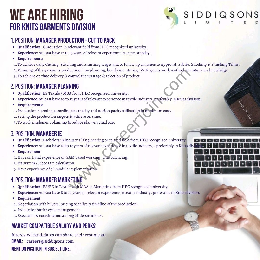 Siddiqsons Limited Jobs October 2021