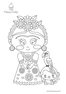 coloring pages costumes for girls Frida Kahlo