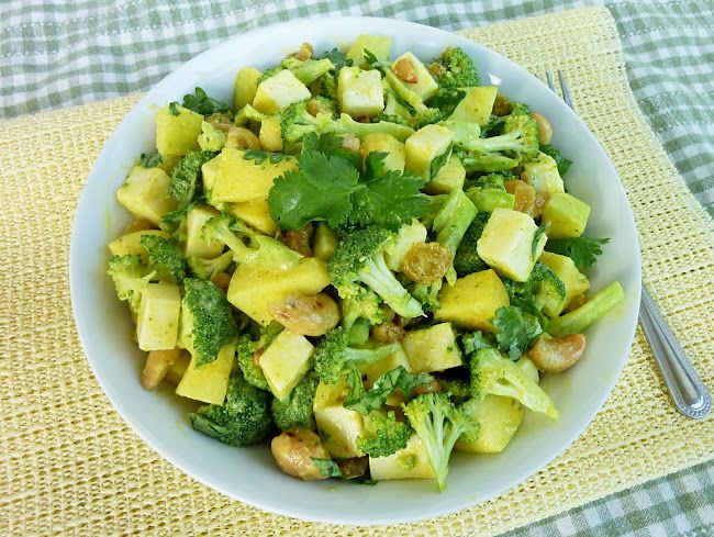 Curried Broccoli, Apple and Paneer Salad