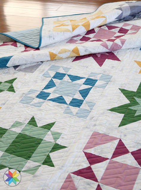 Clear Sky quilt pattern in Kona cotton solids by Andy Knowlton of A Bright Corner with Brick Wall panto longarm quilting