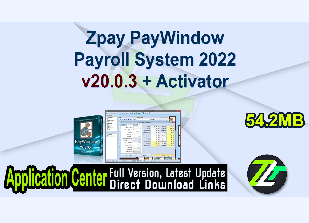 Zpay PayWindow Payroll System 2022 v20.0.3 + Activator