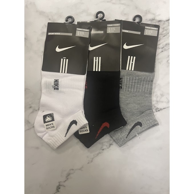 [ t.h_oficial ] Tất/vớ Nike nam cổ thấp 3 màu trắng, đen, xám chất cotton thấm hút mò hôi, khử mùi hôi chân co giãn siêu bền đẹp