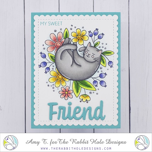 Spring Kitty Stamp Set, Friend - Scripty Stamp Set, Friend - Scripty Word with Shadow Layer Dies by The Rabbit Hole Designs #therabbitholedesignsllc #therabbitholedesigns #trhd