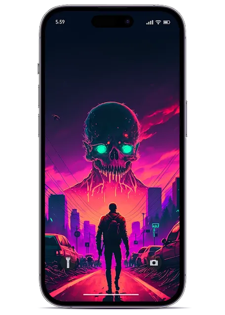 Zombie Synthwave Style Wallpaper for Phone