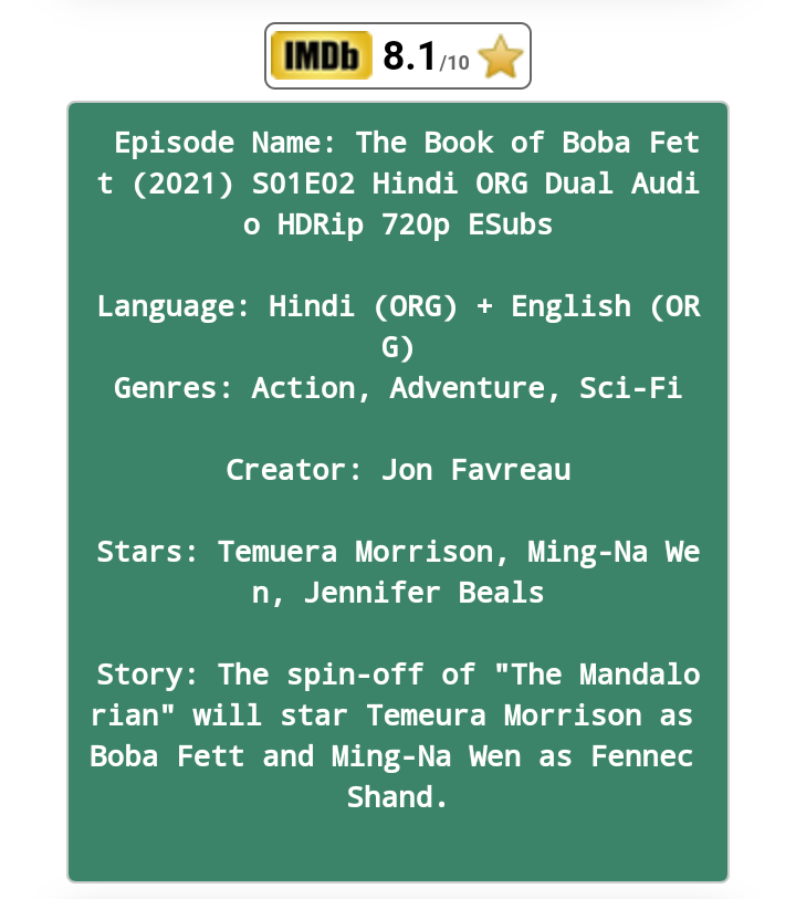 The Book of Boba Fett (2021) S01E02 Hindi ORG Dual Audio HDRip 720p