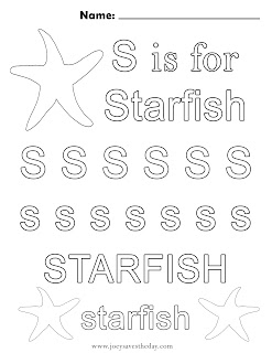 S is for Starfish worksheet