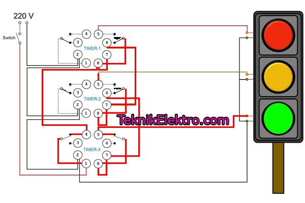 rangkaian lampu lalu lintas TDR