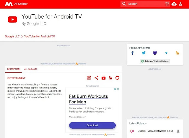 التثبيت اليدوي لملف تطبيق YouTube على التلفزيون الذكي