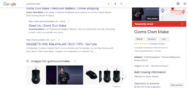 Gomx Search results