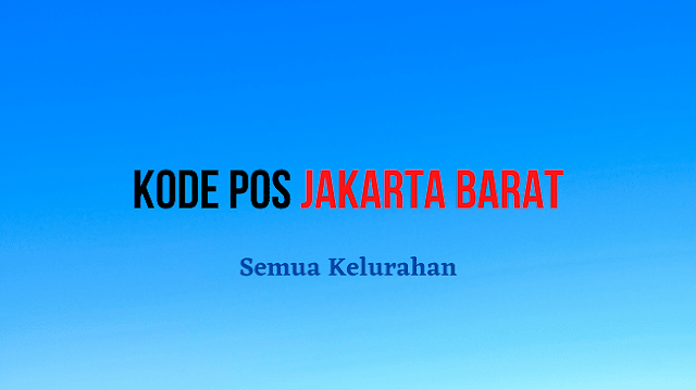 kode pos jakarta barat