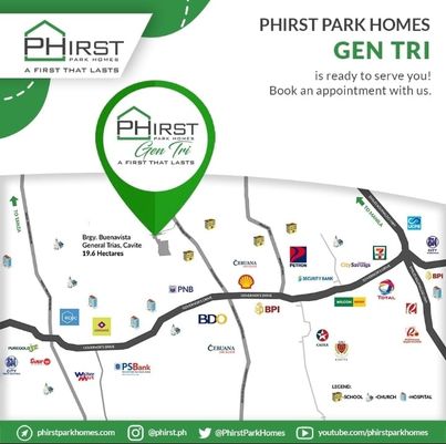 Vicinity Map & Location - PHirst Park General Trias - Calista End Townhouse | Complete House for Sale General Trias Cavite | PHirst Park Homes Inc. (under Century Properties)