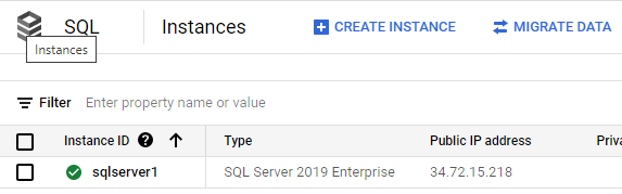 SQL instance dashboard