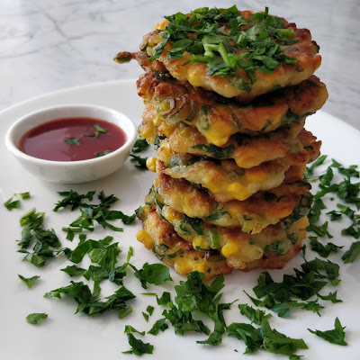 Haloumi and corn fritter recipe