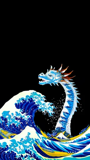 The Great Wave off Kanagawa wallpaper MOD Version with Dragon