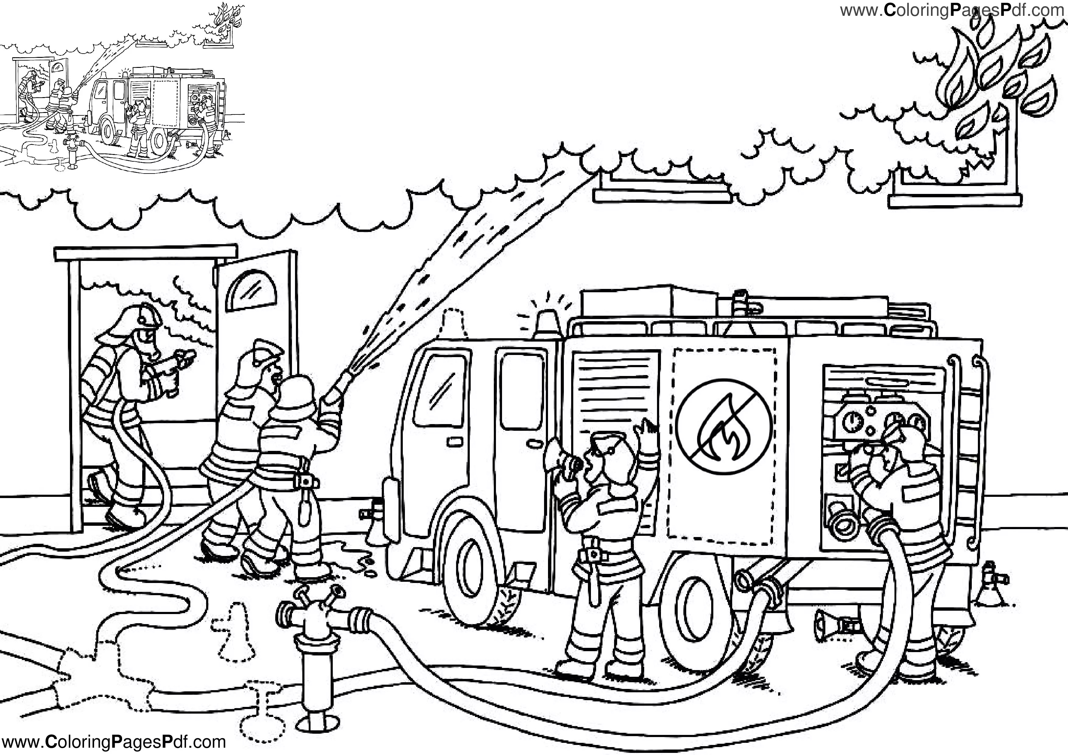 Fire truck coloring page online
