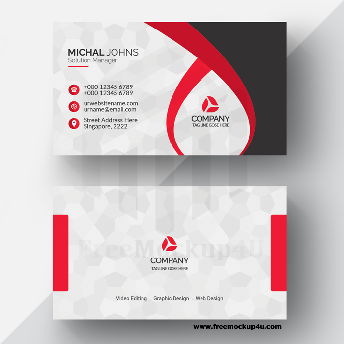 Red Geometric Business Card Template