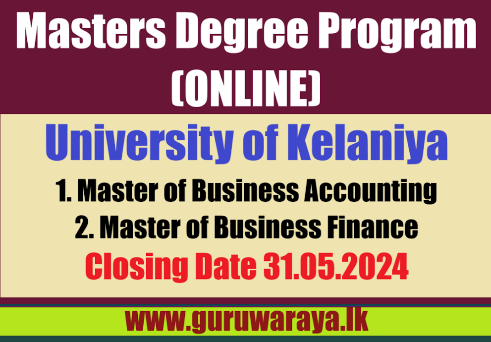 Masters Degree Program (ONLINE) - University of Kelaniya