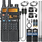 BAOFENG UV-5R Ham Radio 8W Long Range UV5R Dual Band Handheld 3800mAh With Extended Battery