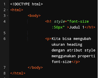 Contoh program 2 mengubah ukuran heading