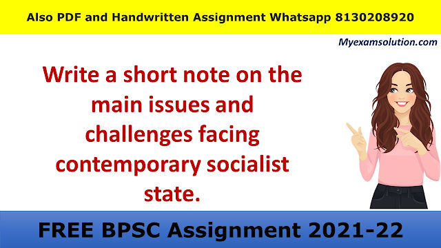 Write a short note on the main issues and challenges facing contemporary socialist state.