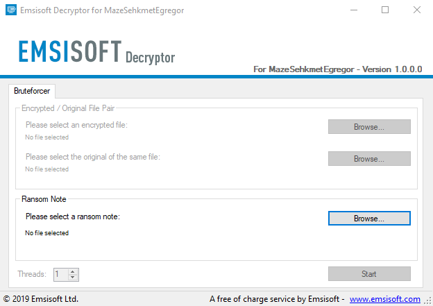 Emsisoft Decryptor, selezione della nota di riscatto