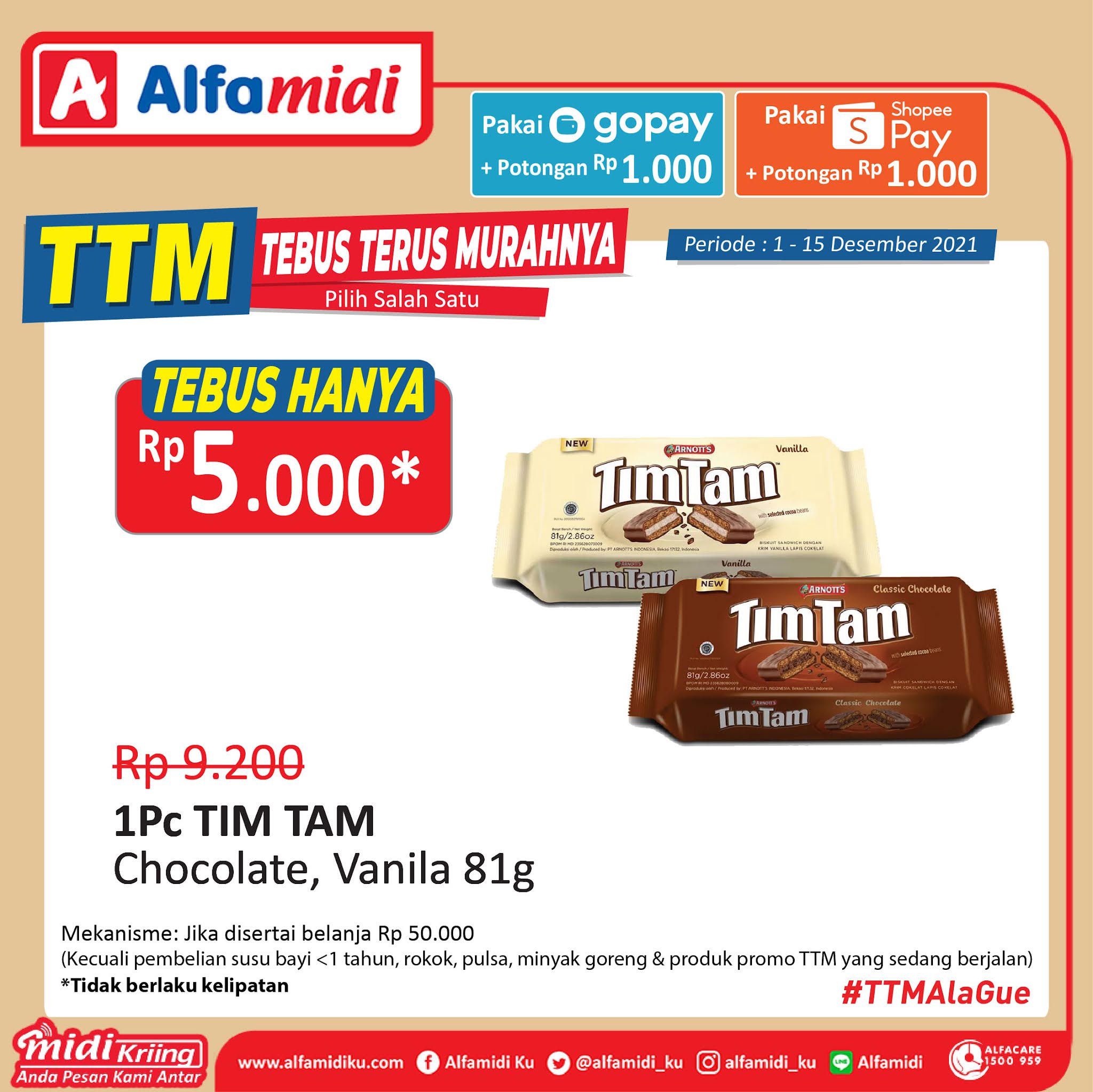 Tebus Murah 5 Ribu TimTam, Kispray,dll di Promo Tebus Murah Alfamidi (s.d 15 Desember 2021)