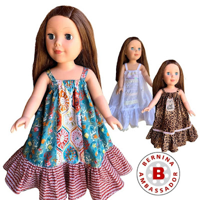 Tutorial to sew an 18" doll ruffled maxi dress on the We All Sew blog