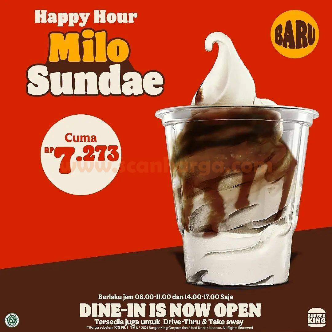 Promo Burger King Happy Hour Milo Sundae harga cuma Rp. 7.273